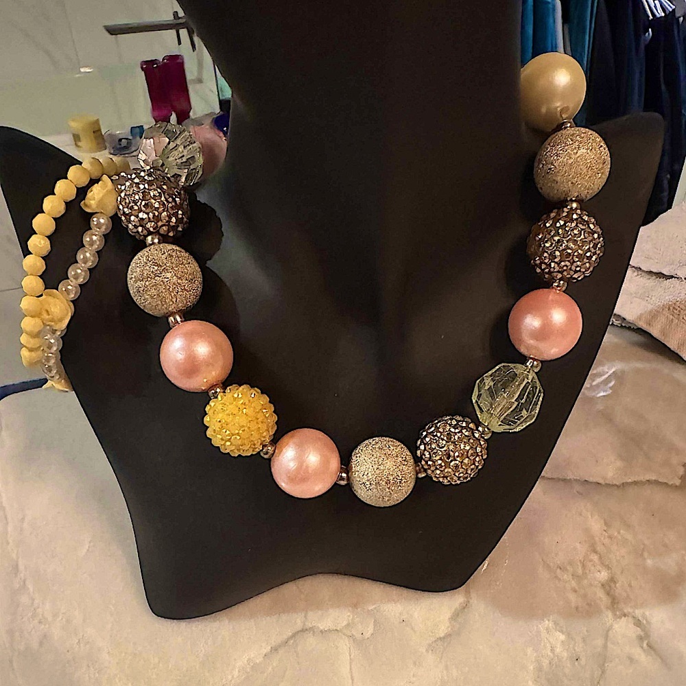 Hand crafted Elegant Multi-Color silver beaded 2 bracelets 1 necklace